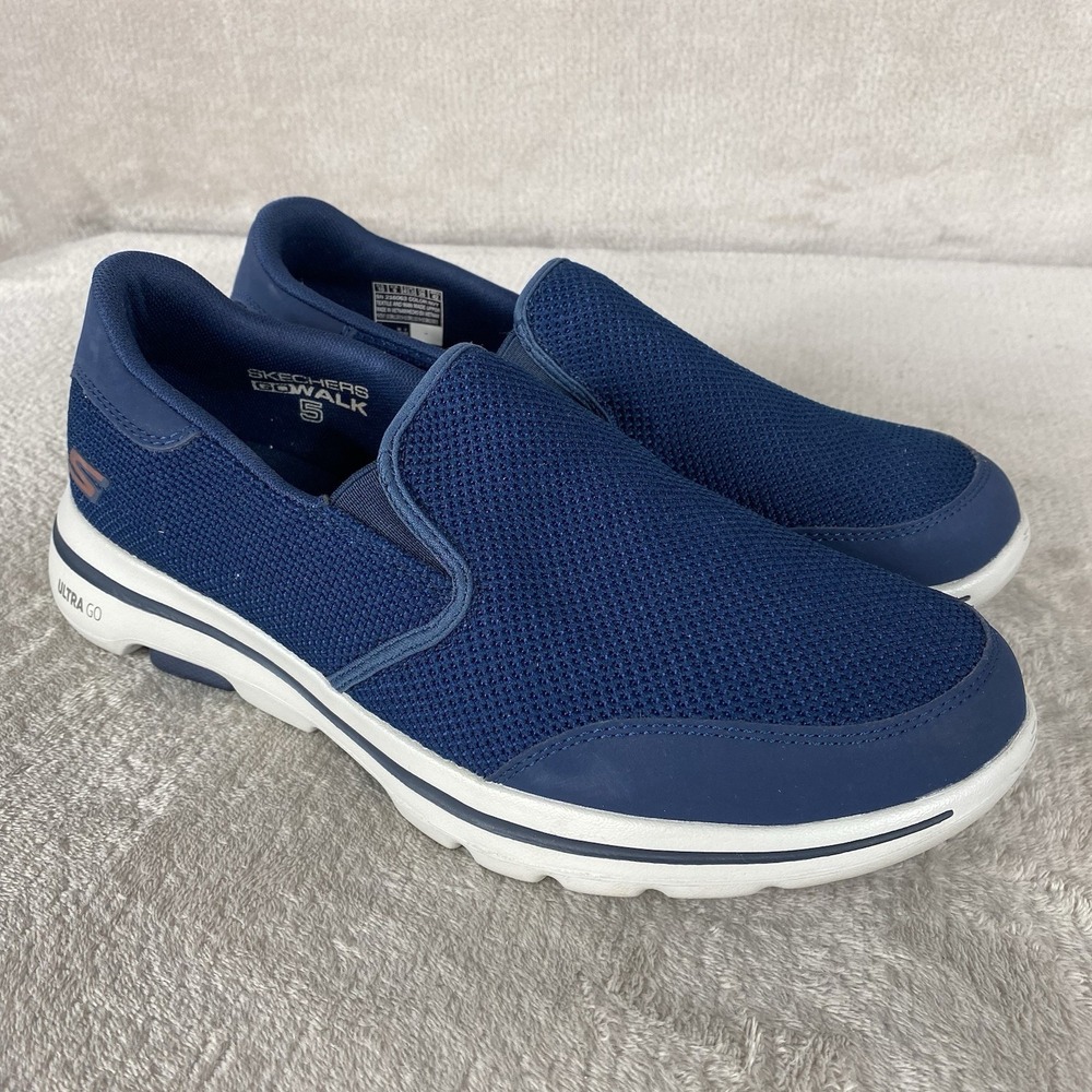 Skechers GoWalk 5 Beeline Mens Slip On Shoes Size 10 Blue Knit Loafer NEW